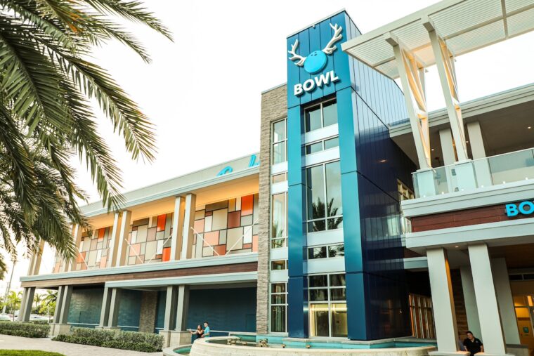 A bowling alley at Dania Pointe