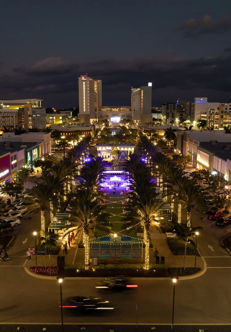 An aerial view of Dania Pointe