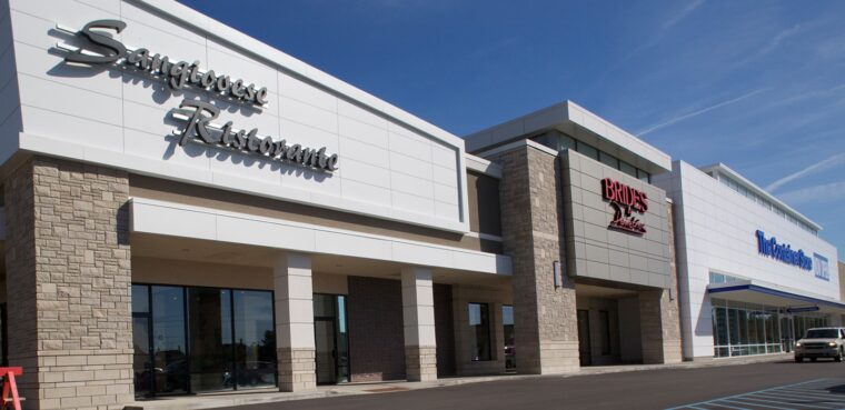 restaurant storefront at river's edge in Indianapolis