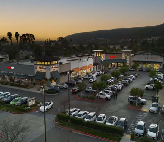 An aerial view of Carmel Mountain plaza