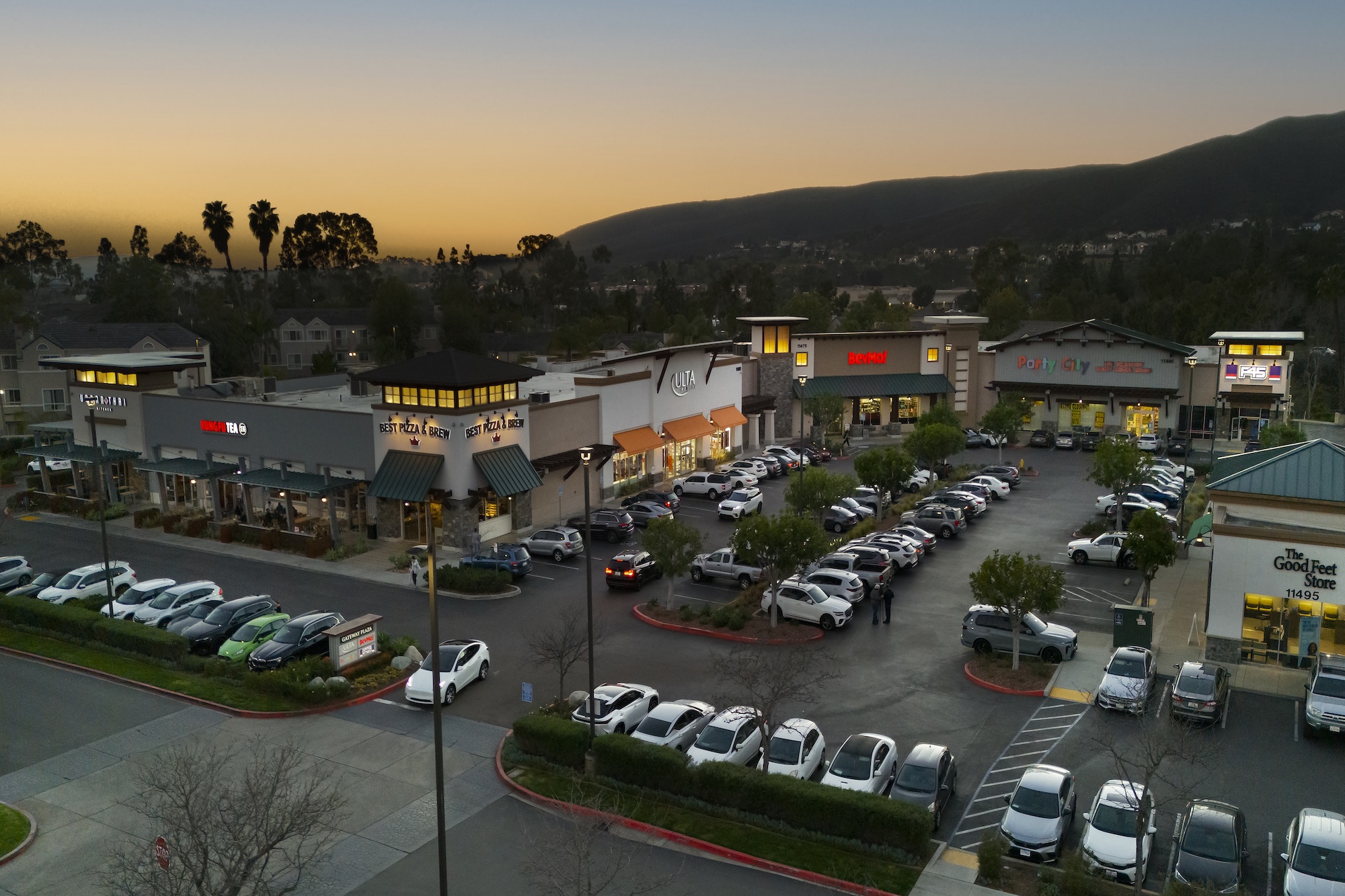 An aerial view of Carmel Mountain plaza