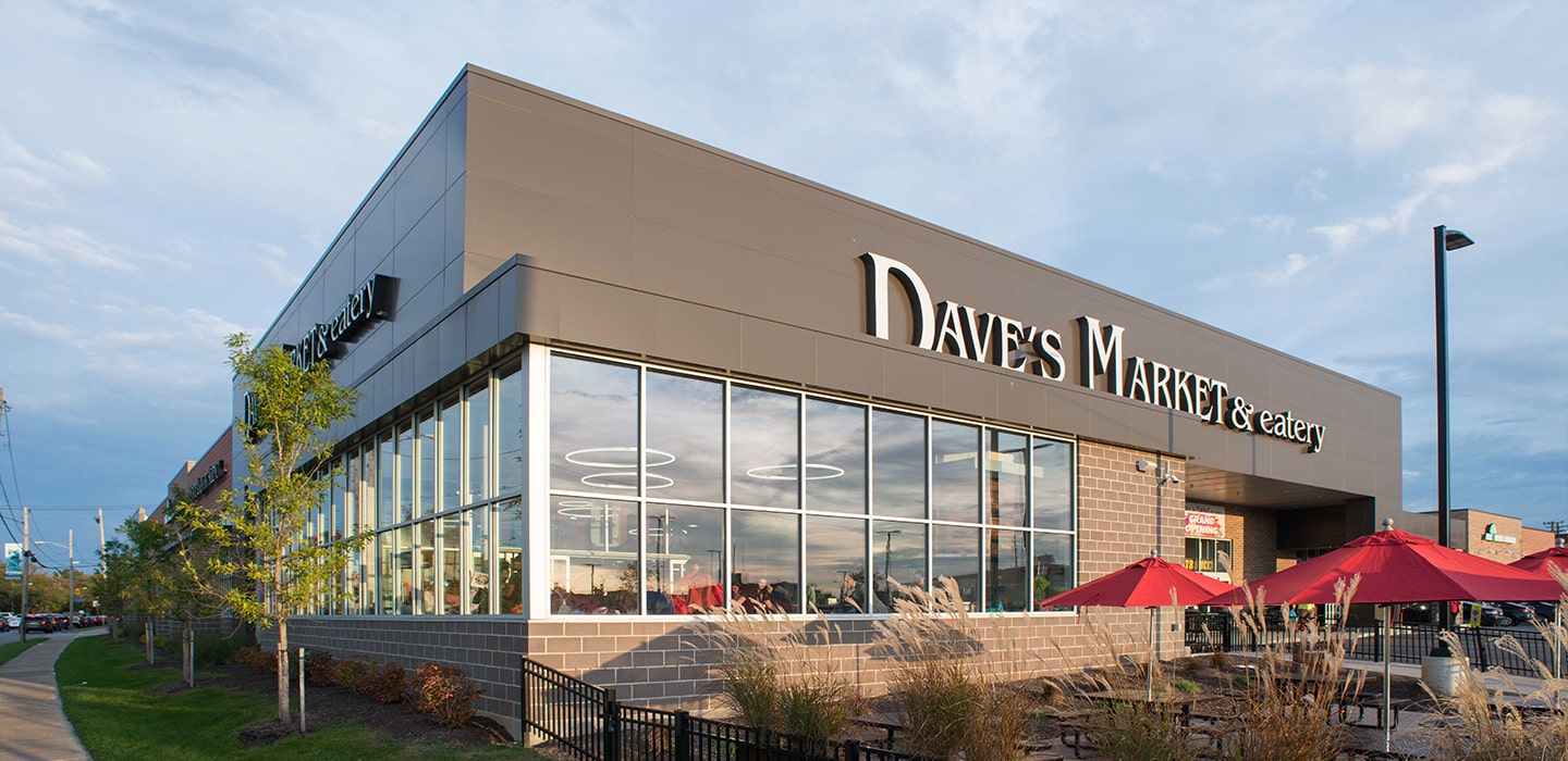 close-up of Dave's Market exterior