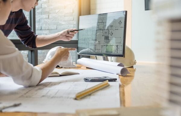 Architects looking at a computer