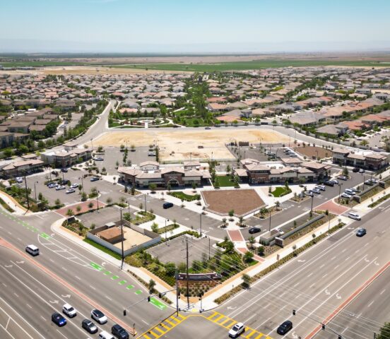 An aerial view of Belcourt Village