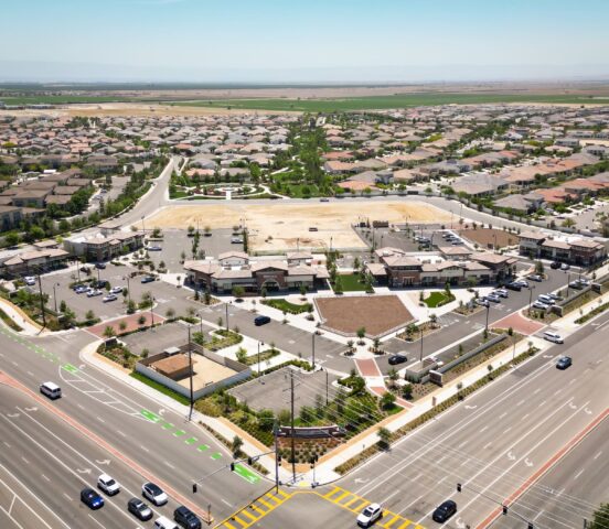 An aerial view of Belcourt Village