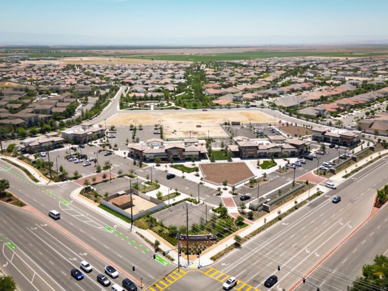 An aerial view of Belcourt Village