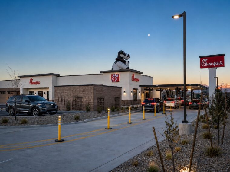 The Chick-fil-A drive thru at night