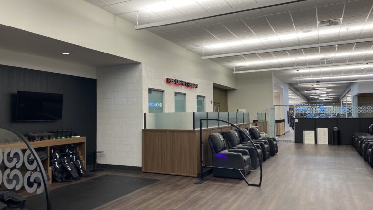 Red light therapy stations at Fitness International
