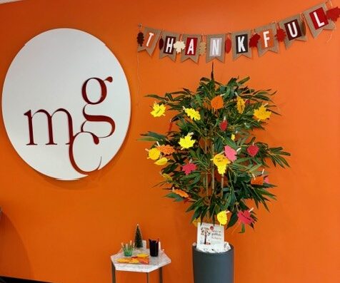 holiday decorations in an mcg office