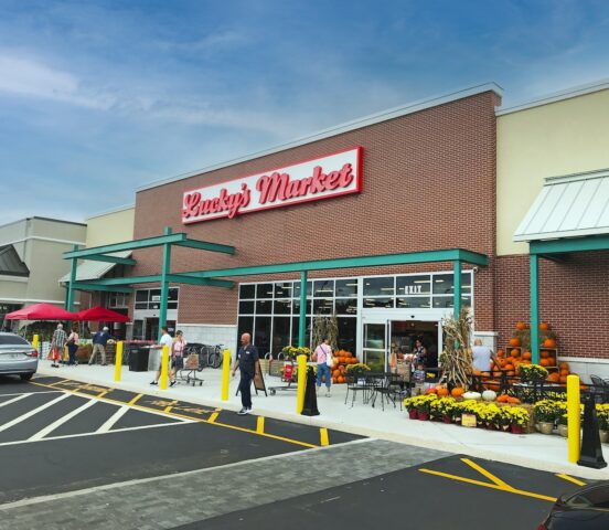 Exterior view of Lucky's Market