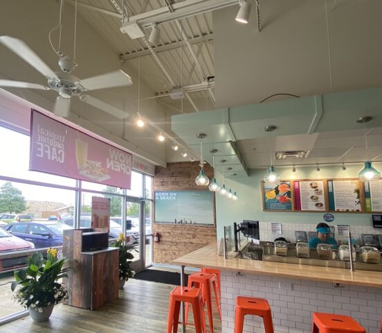 Seating at Tropical Smoothie Cafe