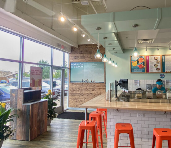 Seating at Tropical Smoothie Cafe