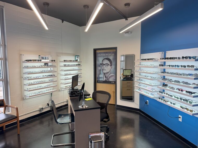 Displays of glasses at Highland Eyecare