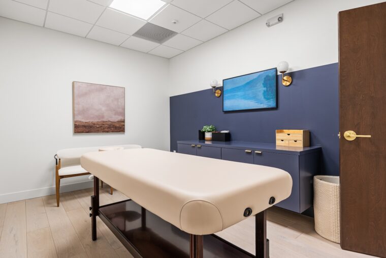 A patient room at The Orchard Spinal Clinic