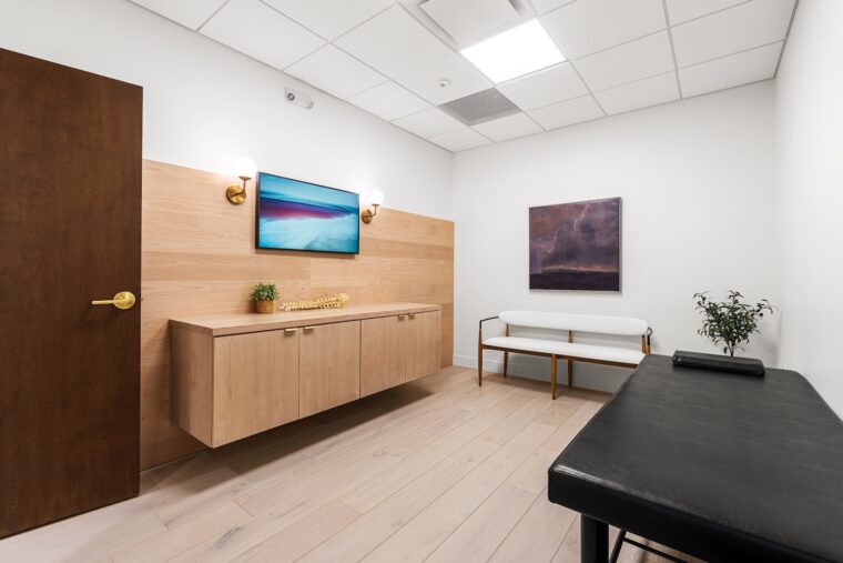 A patient waiting room at The Orchard Spinal Clinic