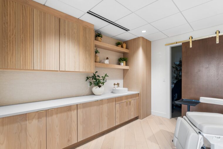 A counter in a patient room at The Orchard Spinal Clinic